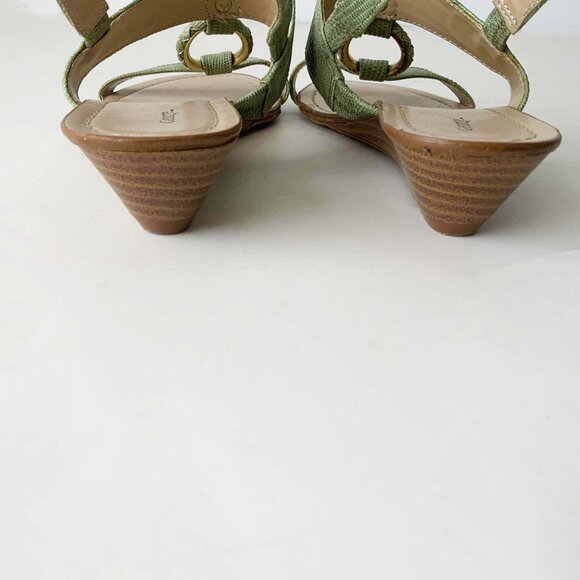 George Green Croc Embossed Vegan Leather Wedge Sandals Size 7 - Picture 8 of 11